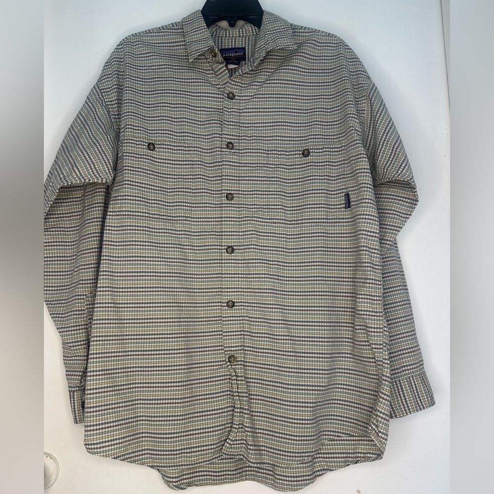 Patagonia Men's Plaid Shirt Jacket 100% Organic Pima Cotton Size Large EUC